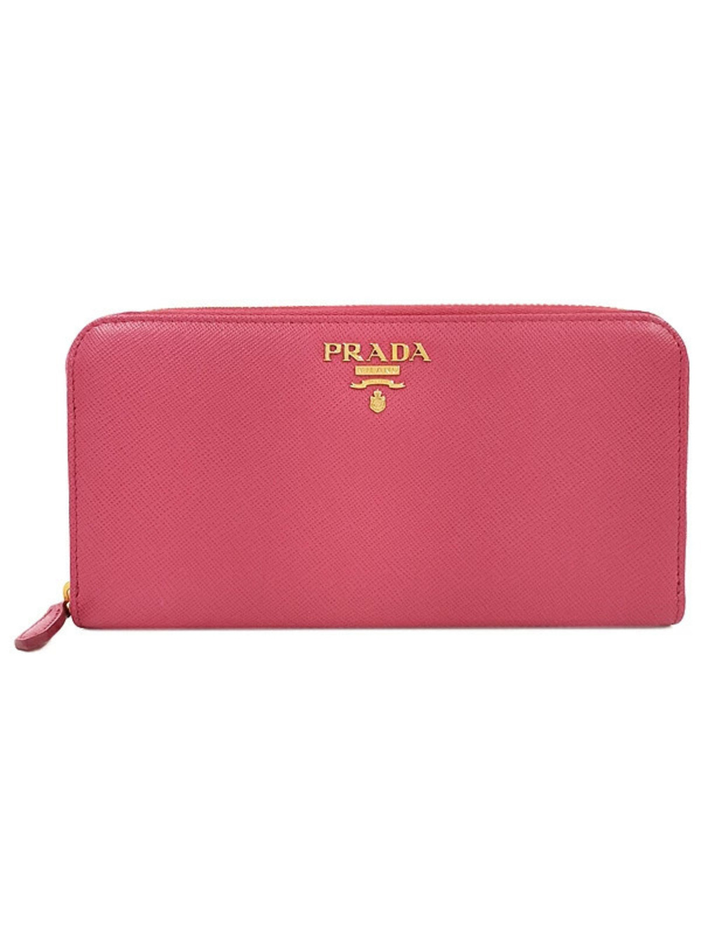 Prada Saffiano Leather Zip Around Long Wallet Round Zipper